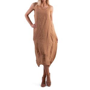 Gigi Moda Luna Dress Real Italian Linen in Camel - One Size